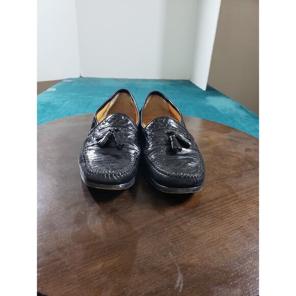 Paolo De Marco Loafers Sz 9 Mens Black Slip On Leather Genuine Lizard Spain main image 8